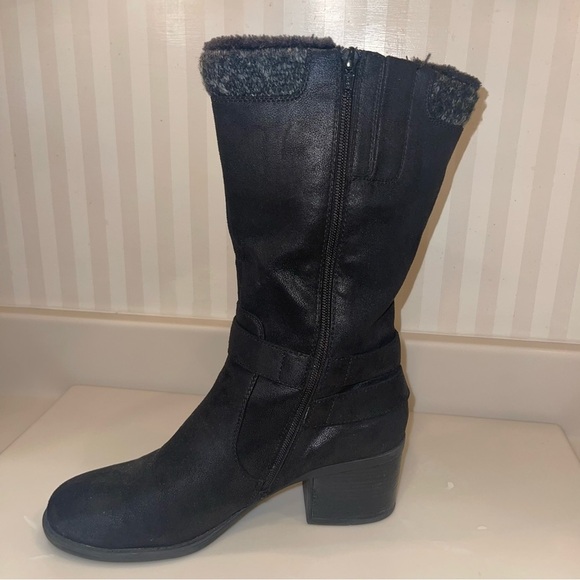 BARE TRAPS Womens Willow Black Heeled Riding Boots Round Toe Stacked Heel - Picture 9 of 16